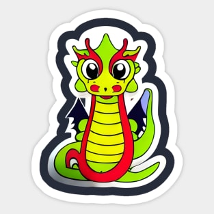 Whimsical Green Dragon: A Playful Design for T-Shirts, Mugs, and Stickers Sticker